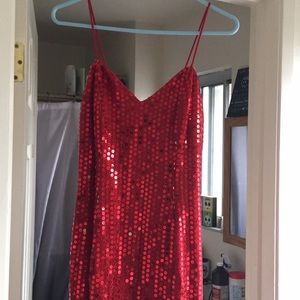 Red sequin dress